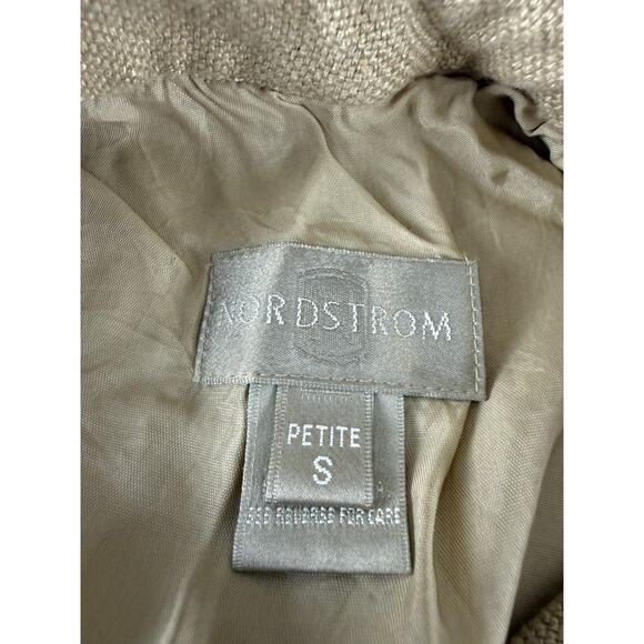 Nordstrom Petite Size SP Linen Blend Casual Button Top Collar Long Sleeve Beige - Picture 5 of 8